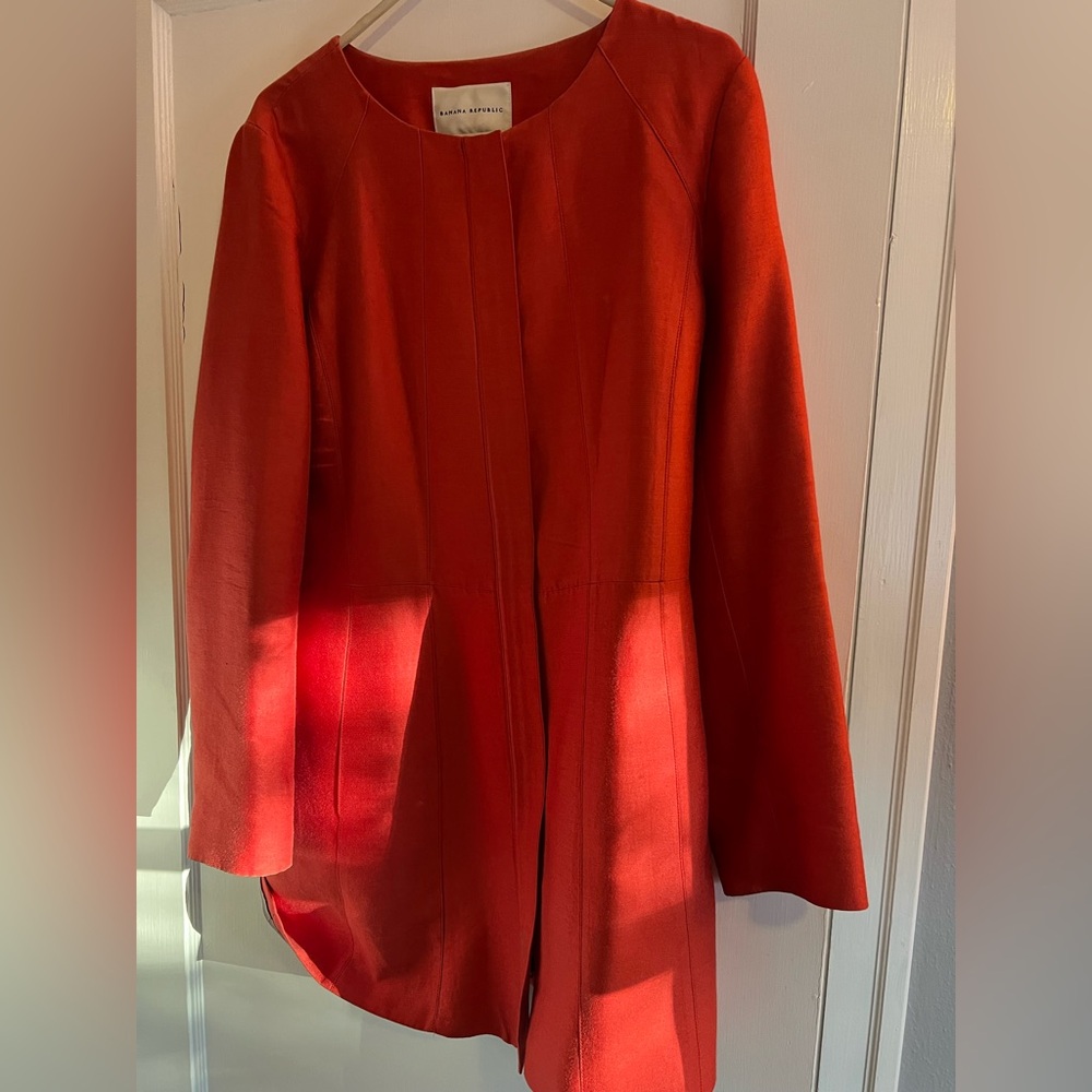 Banana Republic Coral Structured Zip Jacket silk, cotton Size XL - Picture 8 of 8